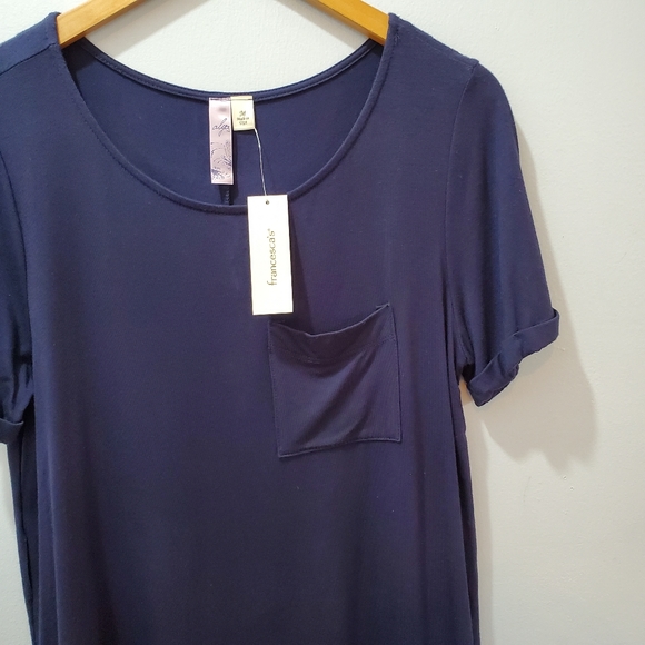 Francesca's Navy Tee Shirt Dress with Pocket - Picture 6 of 8